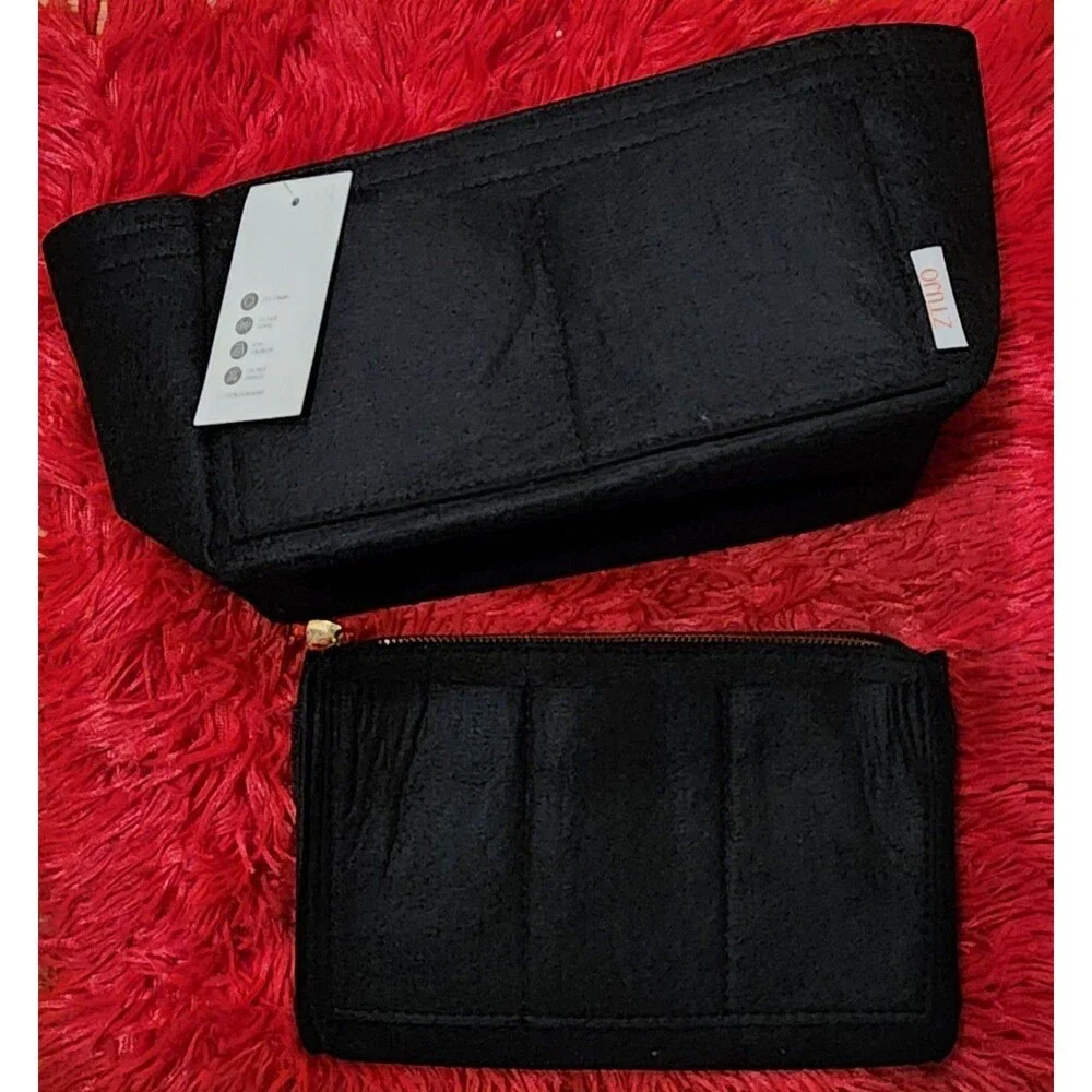 NEW Black Medium Size Felt Purse Organizer